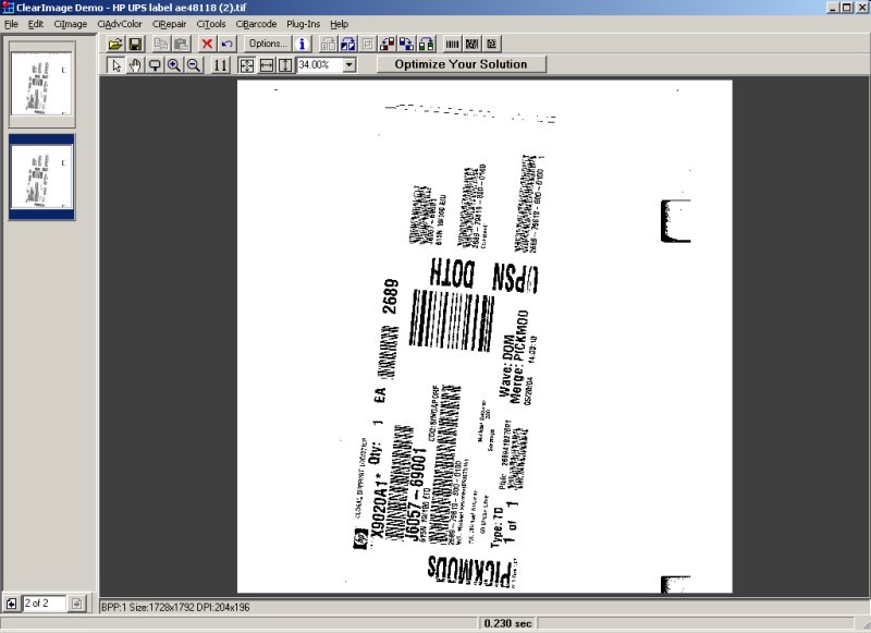 ClearImage Barcode 1D Basic Screenshot